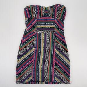 Staring at Stars Anthropologie 4 Embroidered Tapestry Dress Strapless Mini Short